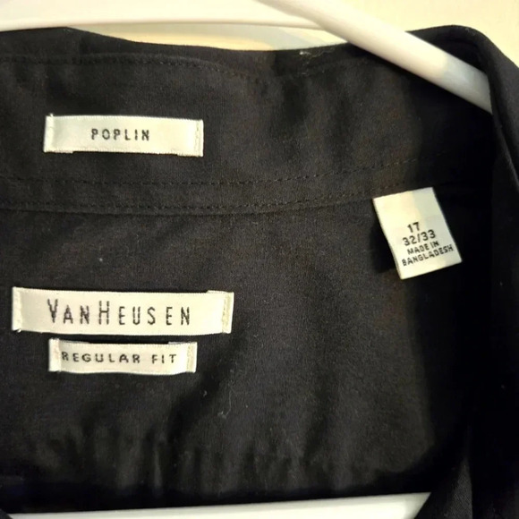 Van Heusen Button Up Regular Fit Poplin Black Size 17 32/33 - Picture 2 of 3